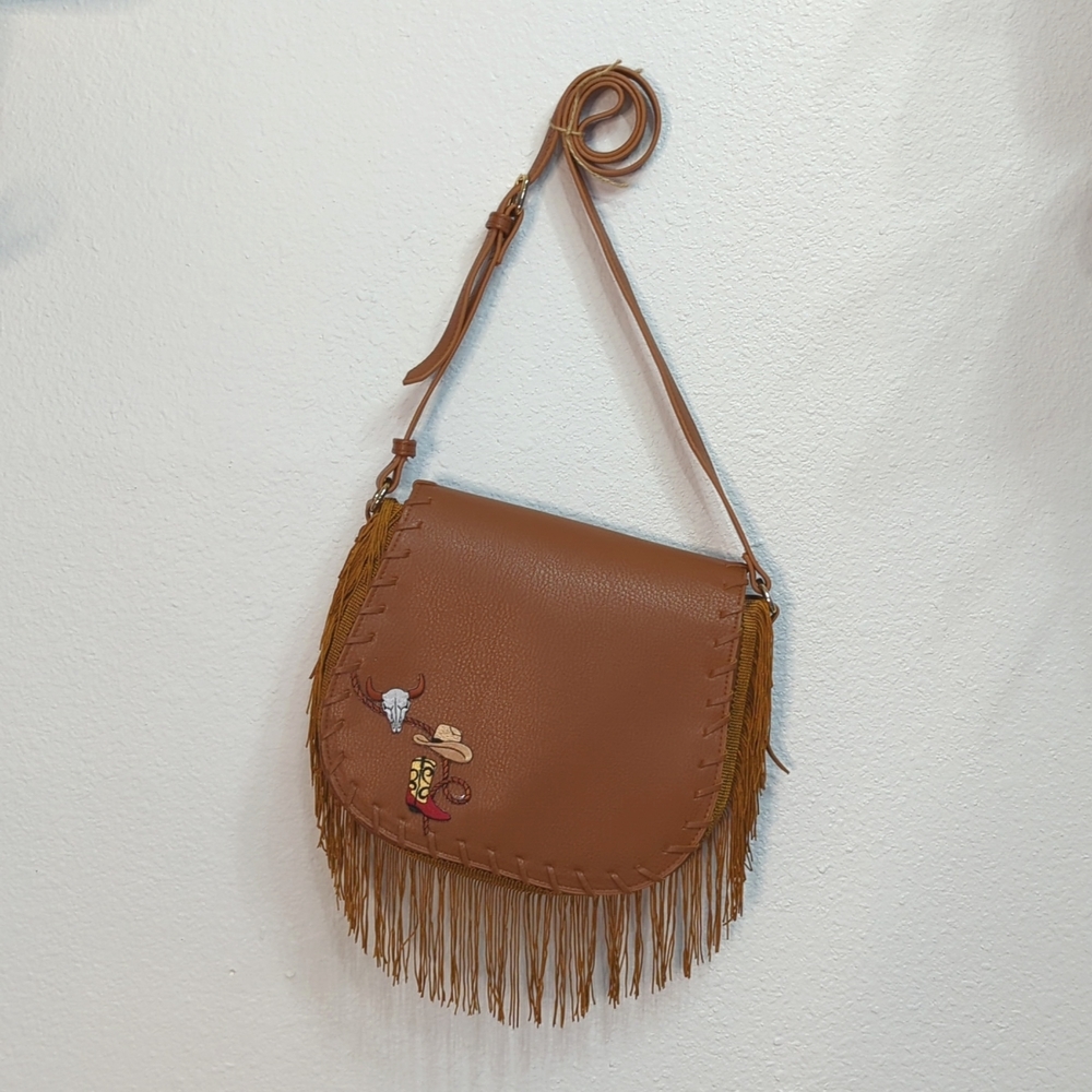 Vintage Western Fringe Boho Cowboy Saddle Bag Crossbody Purse